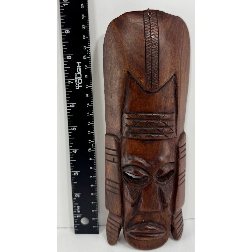 Vintage Hand Carved Wood Tiki Wall Mask‎ 9.5